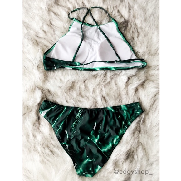 High Neck Cross Back Bikini - Picture 2 of 5